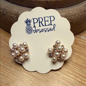 Pearl and Gold Cluster Earrings